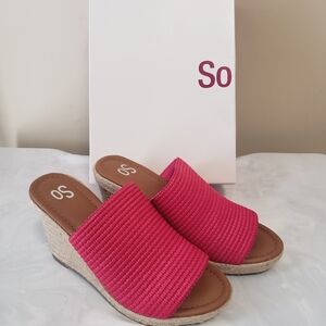 SO Women's Vibrant Pink Wedge Sandals